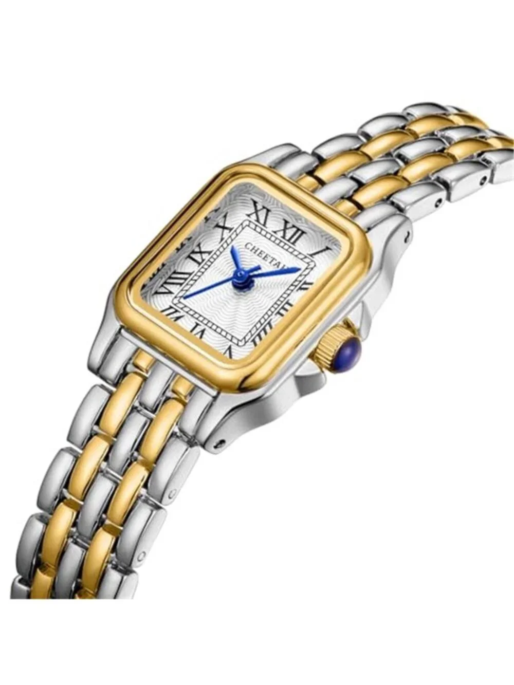 Gold Watches for Women with Small Vintage Bracelet, Rectangular Case